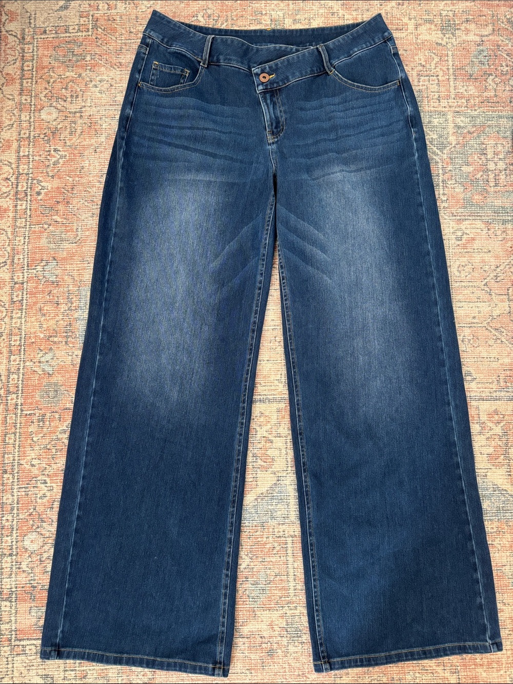 Halara Flex Asymmetric Low Rise Baggy Wide Leg Jeans Size Large Tall
